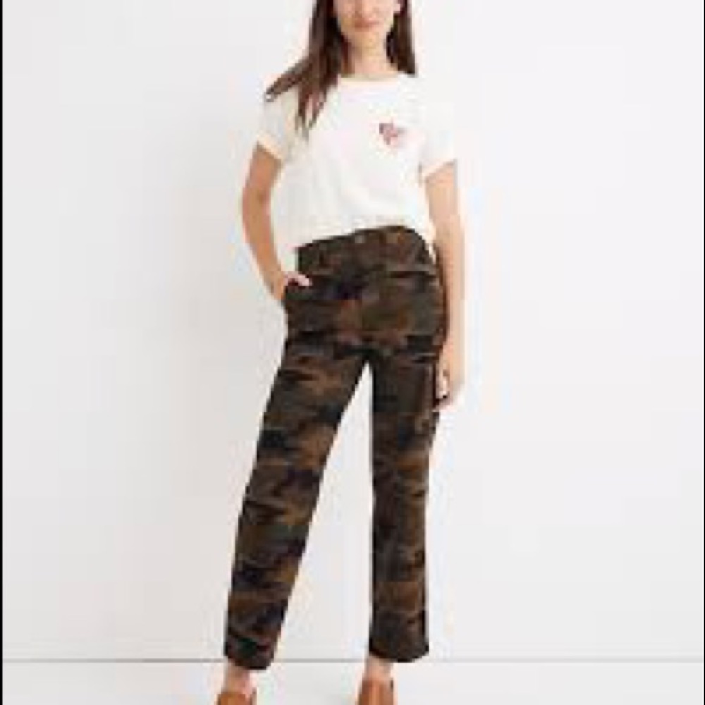 Madewell high rise crop camo pants